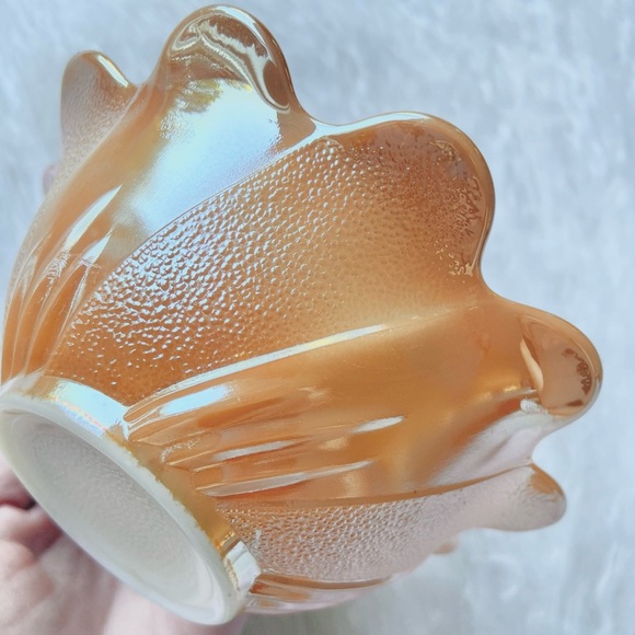 vintage fire king candy dish 60s 70s vibes flower dessert bowl peach scalloped - Picture 4 of 9